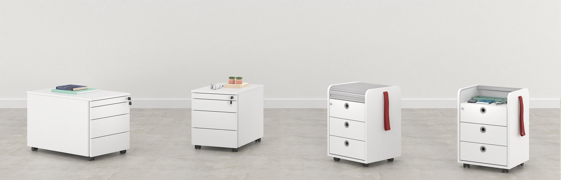 Caissons en laque blanche pour l'ergonomie au bureau | Dromeas